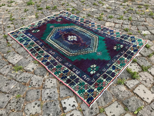 Bedroom Rug, Dining Room Rug, 4.2 x 2.9 ft