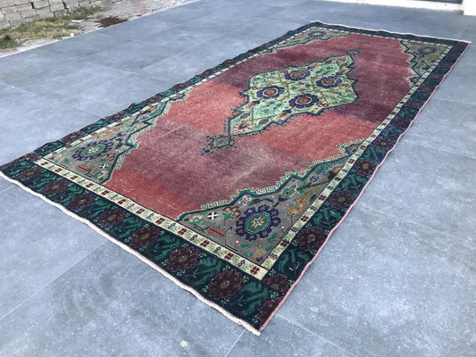 Turkish Vintage Rug, Handmade Wool Rug 143 x 313 cm = 4.7 x 10.3 ft